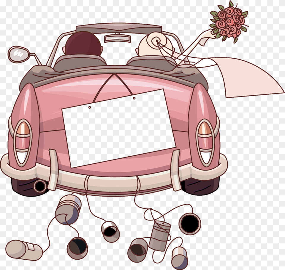 Car Wedding Invitation Clip Art Car Just Married Clipart Drawing, Bulldozer, Machine Free Png Download