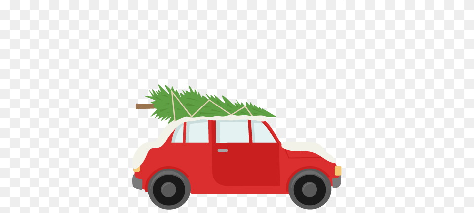 Car With Christmas Tree Scrapbook Cute Clipart, Tire, Wheel, Machine, Vehicle Png