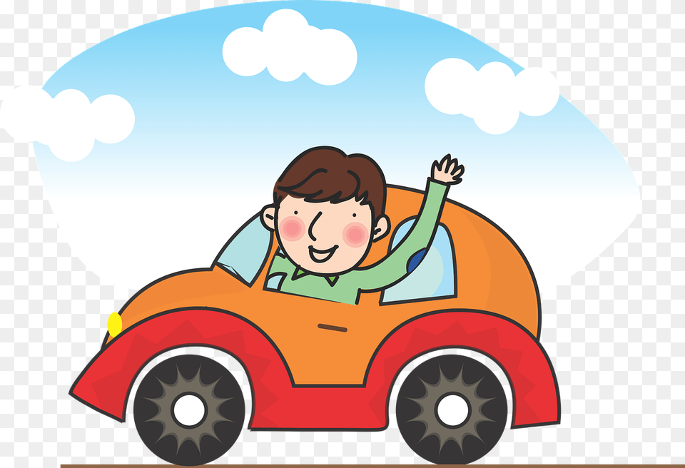 Car With Driver Cartoon, Face, Head, Person, Machine Free Png Download