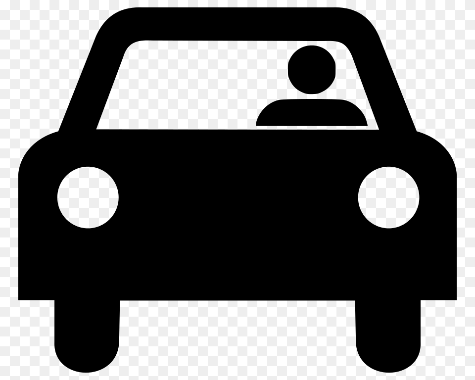 Car With Driver Silhouette, Gray Free Png