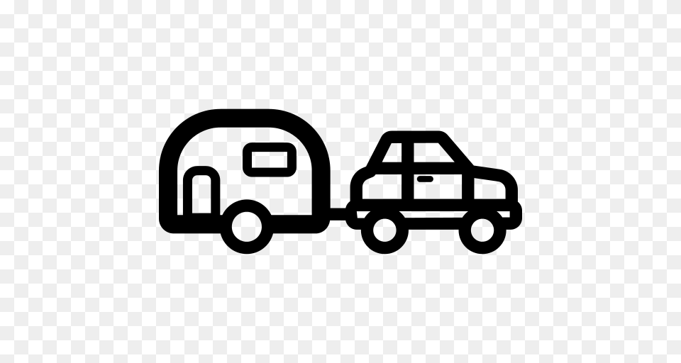 Car With Trailer Icon, Gray Png