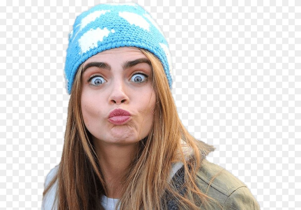 Cara Delevigne Kiss, Adult, Person, Hat, Female Png Image