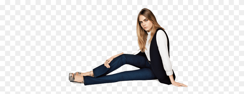 Cara Delevingne Download, Pants, Clothing, Sitting, Person Free Transparent Png