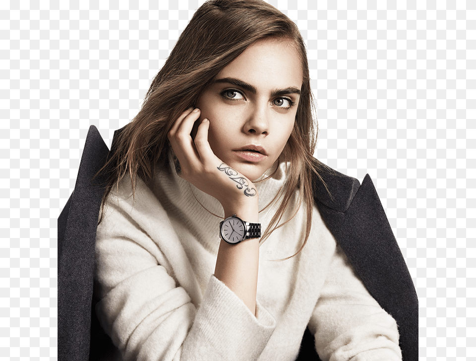 Cara Delevingne Model And Cara Cara Delevingne Dkny Watch, Portrait, Photography, Person, Face Png Image