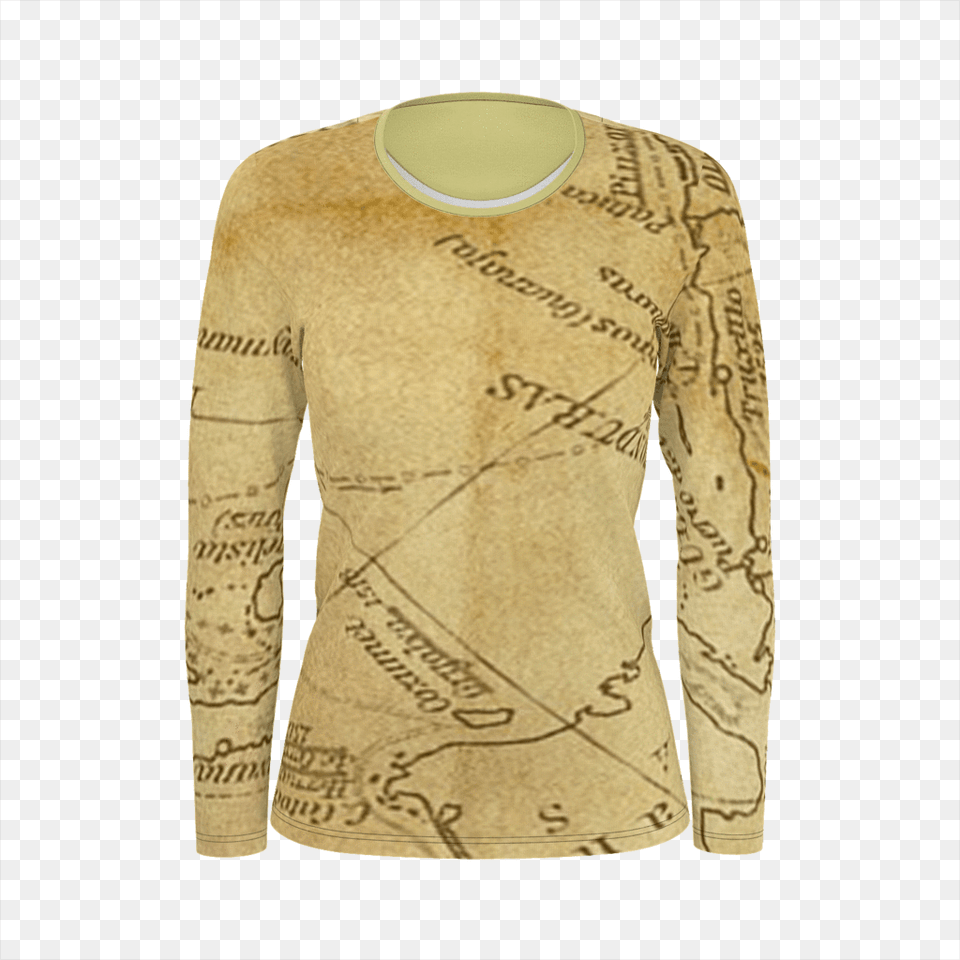 Caracal Antique Map Shirt Long Sleeved T Shirt, Clothing, Long Sleeve, Sleeve, Knitwear Free Transparent Png