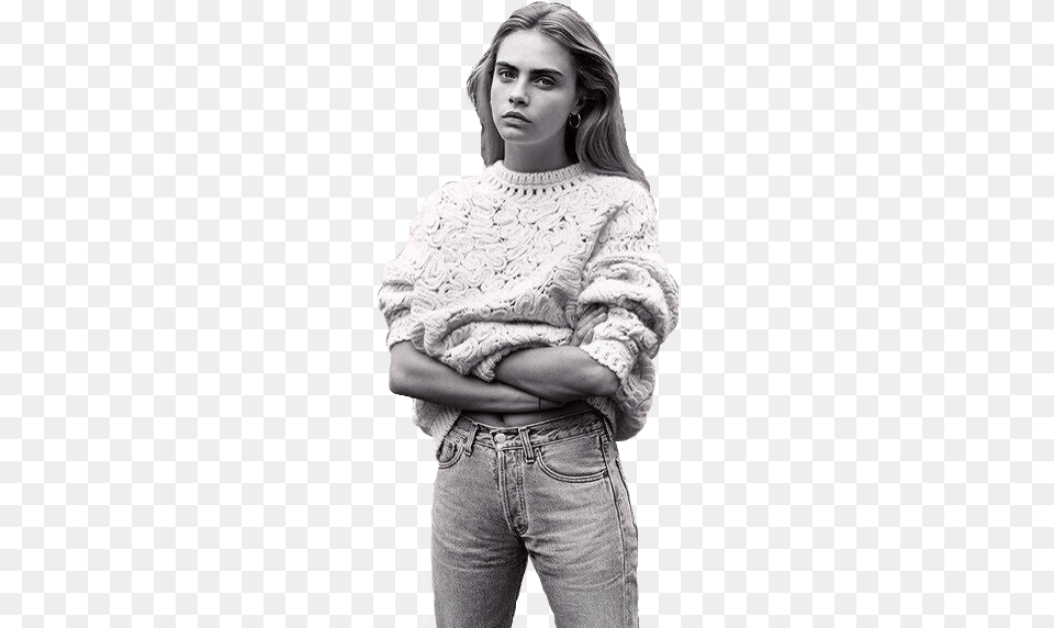 Caradelevinge Caradelevingne Cara Tumblr Cute Cara Delevingne Alasdair Mclellan, Clothing, Sweater, Knitwear, Head Free Png Download