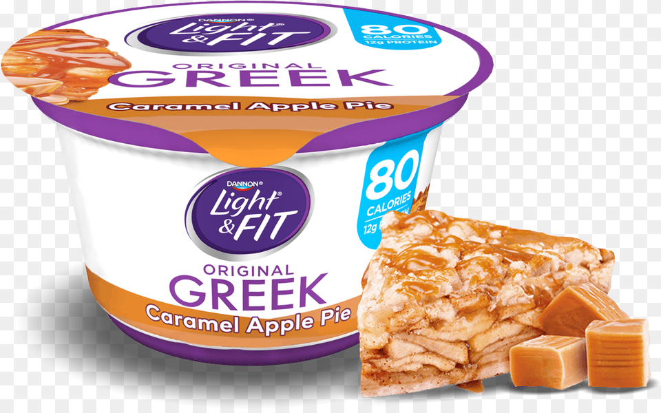 Caramel Apple Pie Greek Yogurt Caramel Apple Pie Dannon Light And Fit, Bread, Dessert, Food, Cream Free Png Download