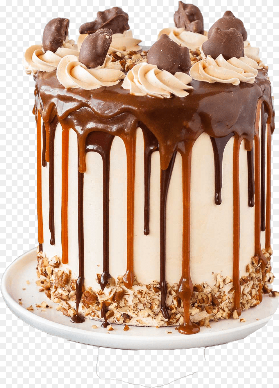Caramel Cake Caramel And Chocolate Drip Cake, Birthday Cake, Cream, Dessert, Food Free Png Download