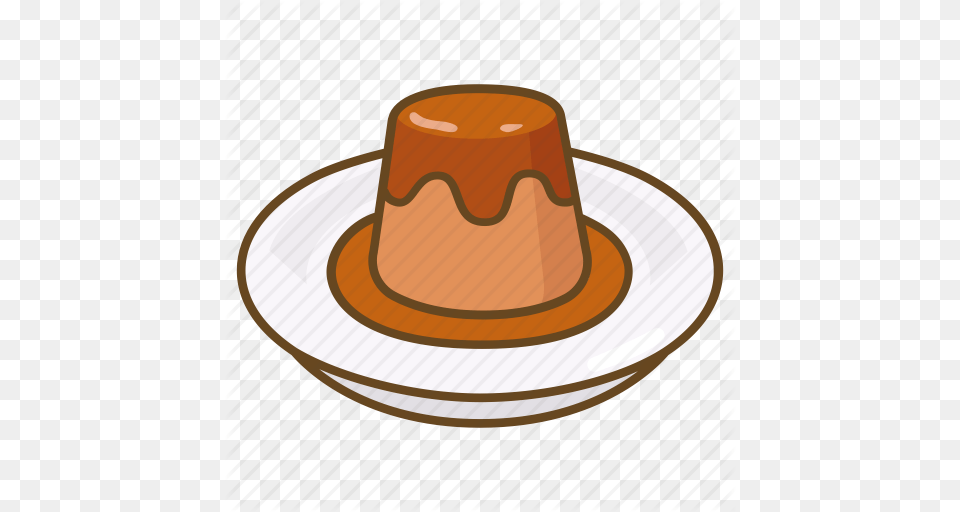 Caramel Creme Custard Dessert Flan Pudding Icon, Clothing, Hat Png Image