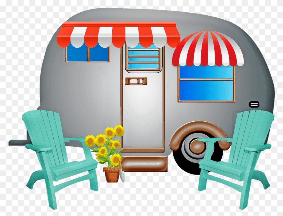 Caravane Colore Sur Fond Transparent, Chair, Furniture, Plant, Awning Free Png Download
