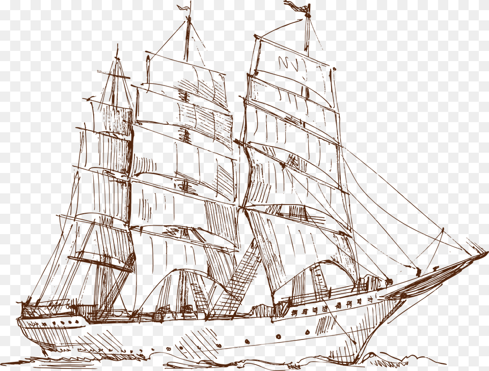 Caravel Drawing Water Drawing Sail Ship, Art, Boat, Sailboat, Transportation Free Png