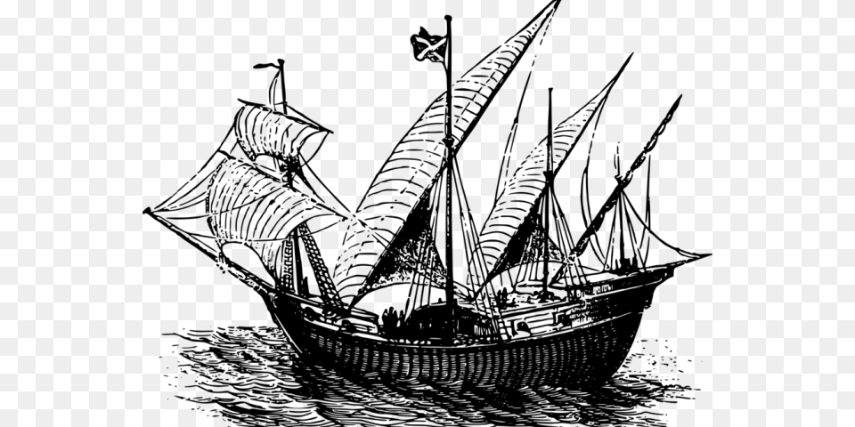 Caravel Ships 15th Century, Gray Png
