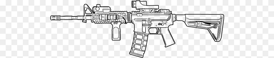 Carbine Drawing, Gray Png