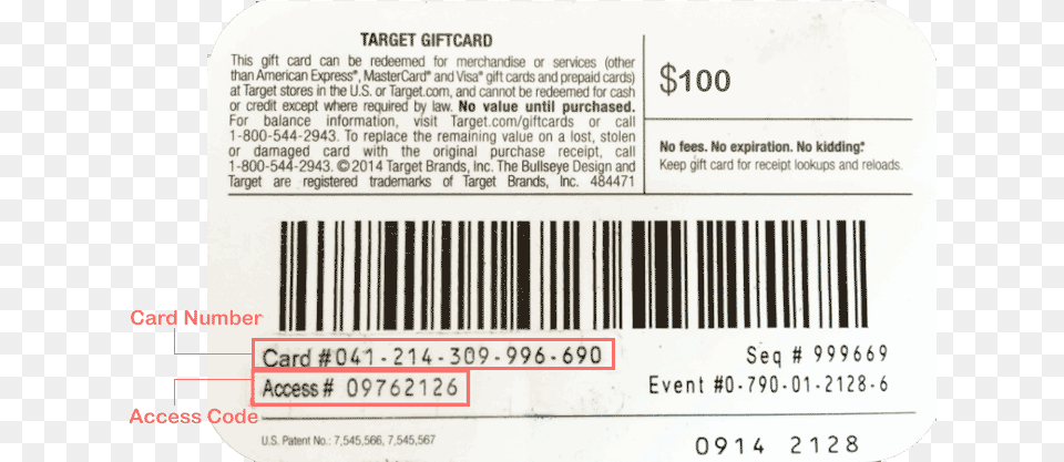 Card Back Target Gift Card Code, Text, Paper Free Transparent Png