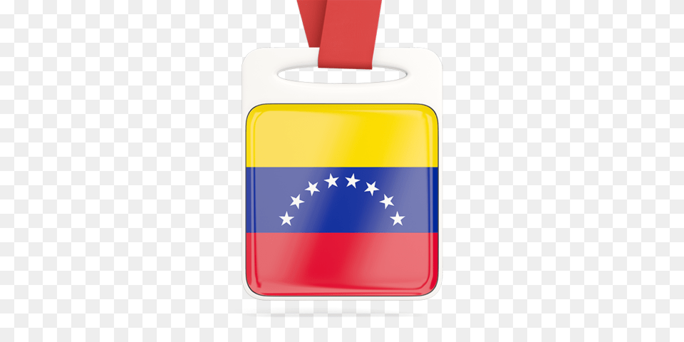 Card With Ribbon Illustration Of Flag Of Venezuela, Paper, Text, Bottle Png