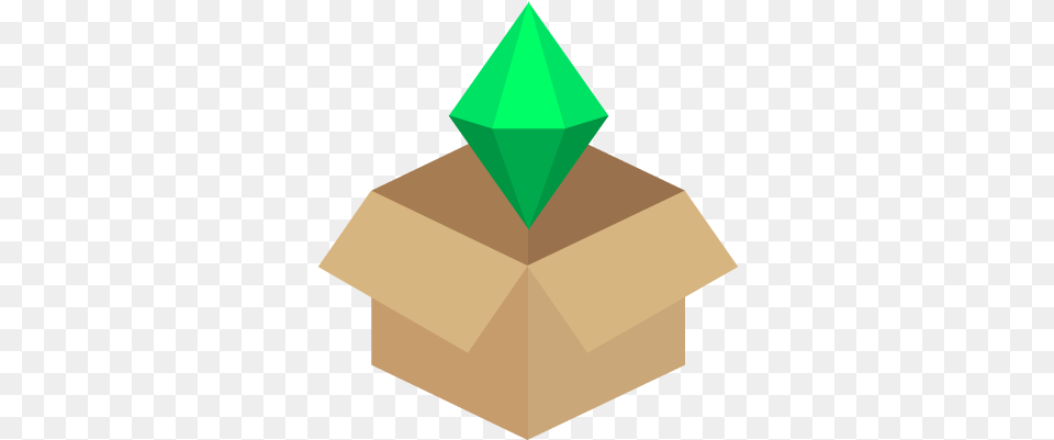 Cardboard Box With A Plumbob Emerging Sim File Share, Accessories, Gemstone, Jewelry, Carton Png
