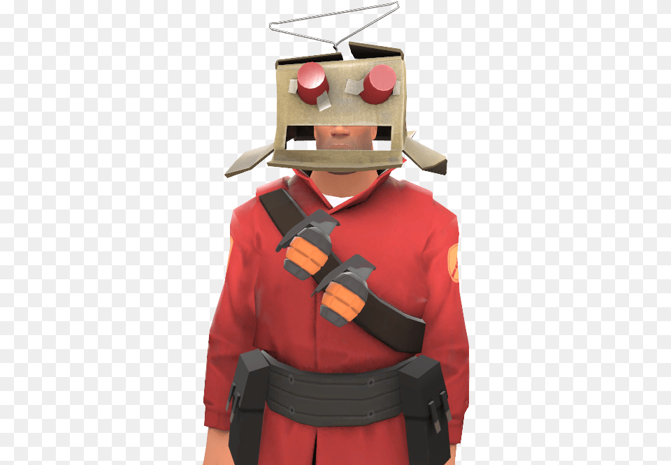 Cardboard Robot Head Tf2 Soldier Robot Costume, Clothing, Person, Adult, Male Free Png Download
