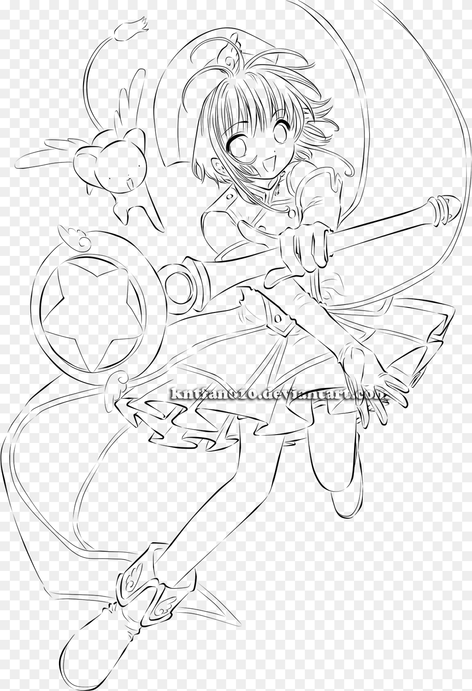 Cardcaptor Sakura Lineart By, Gray Png