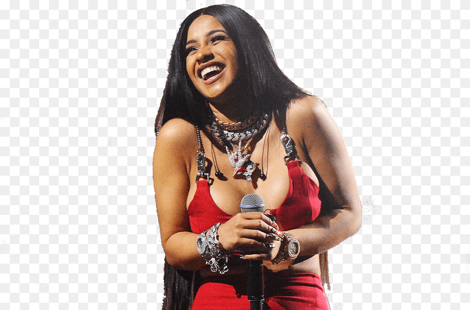 Cardi B Ent Transparent Cardi B Face, Accessories, Person, Necklace, Microphone Png