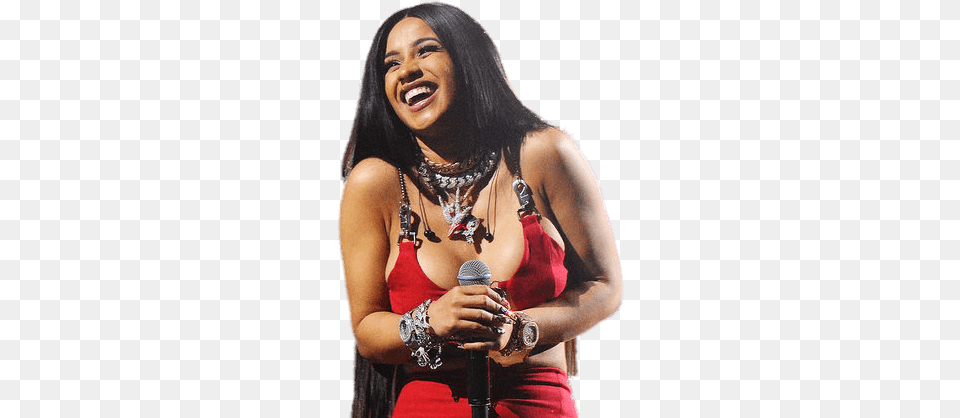 Cardi B Transparent Cardi B, Electrical Device, Microphone, Accessories, Person Png Image