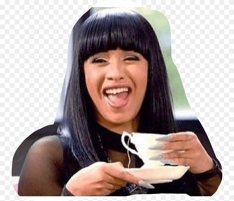 Cardib Bardi Cardi Mood Okurrr Washpoppin Teatime, Laughing, Person, Face, Happy Free Png Download