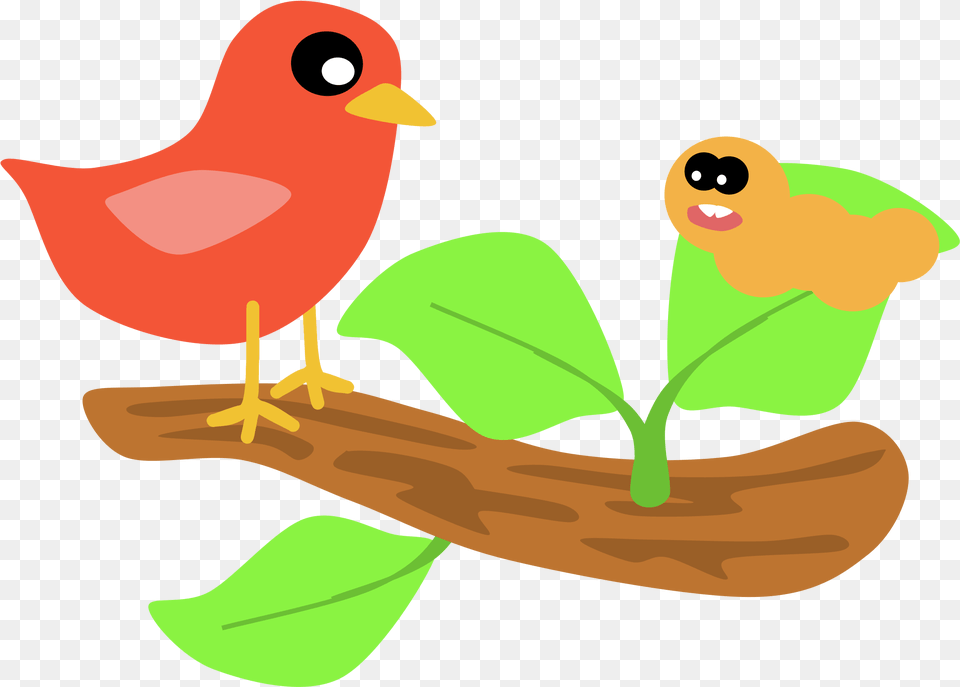 Cardinal Bird Cartoon Clipart Red Bird Clipart Transparent, Animal, Beak, Finch, Leaf Free Png