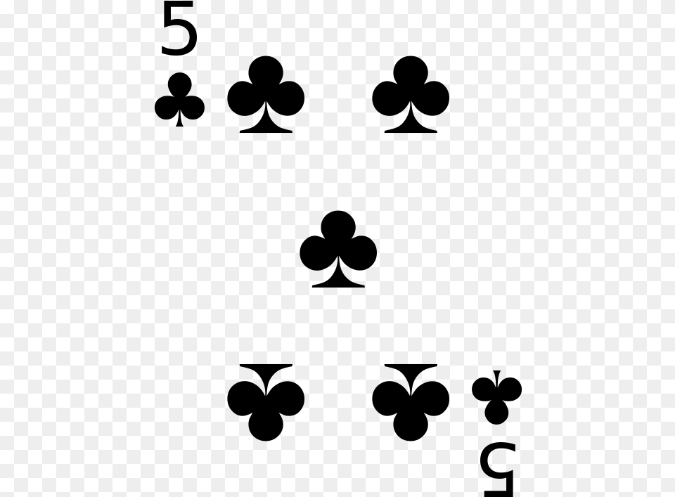 Cards 5 Club 5 Of Clubs Playing Card, Gray Png Image