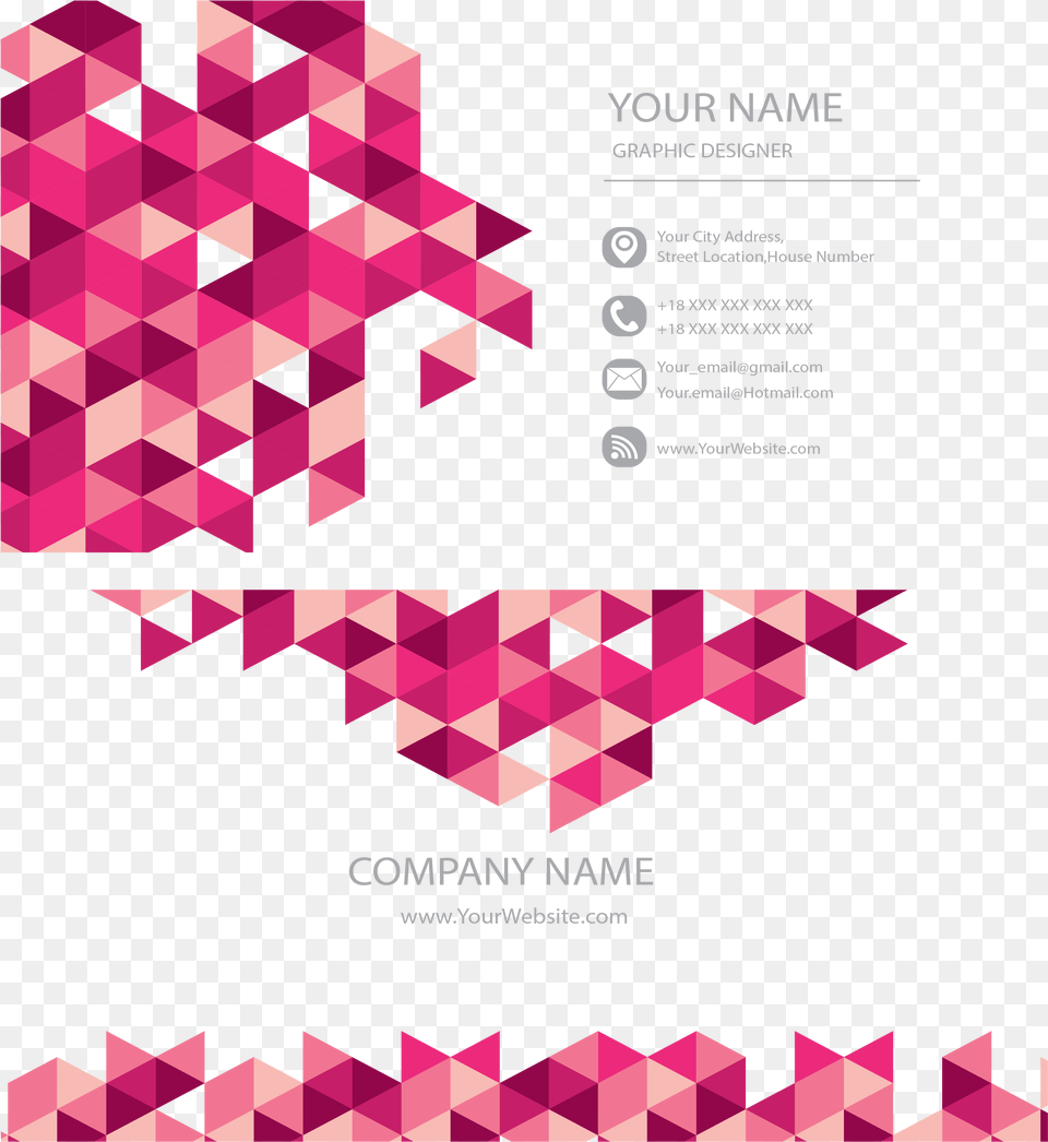 Cards Geometry Visiting Purple Red Triangle Business Card Triangles Design, Advertisement, Art, Graphics, Poster Png