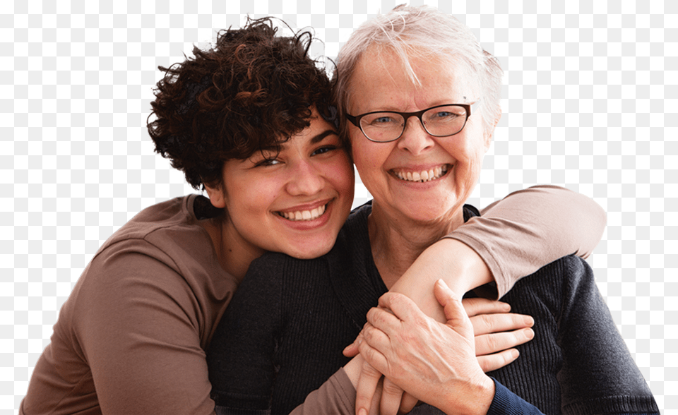 Care Giver Embrace, Head, Smile, Person, Face Free Png