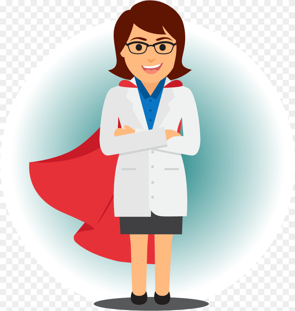 Care Provider Comes To You Cartoon Super Woman Doctor, Clothing, Coat, Lab Coat, Photography Free Png Download