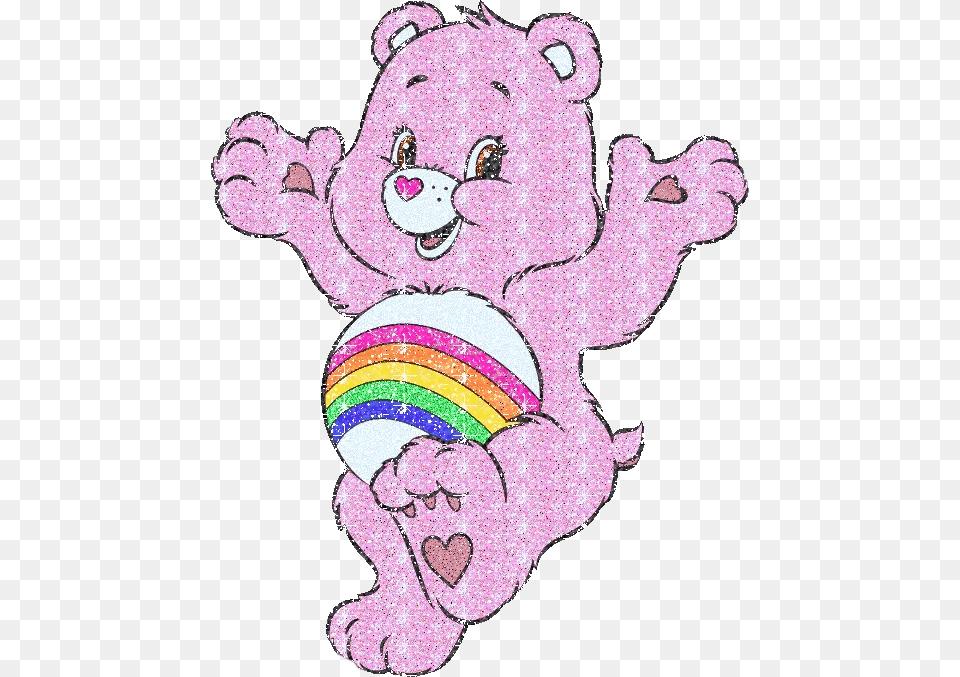 Carebear Cheerbear Pink Glitter Freetoedit Pink Care Bear Cartoon, Toy, Teddy Bear Free Png