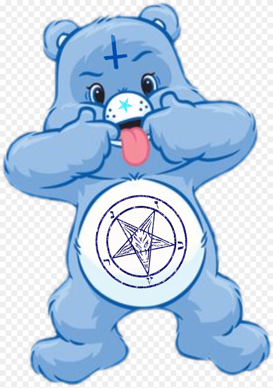 Carebear Goth Gothic Alternative Freetoedit Care Bears Blue One, Nature, Outdoors, Snow, Snowman Free Transparent Png
