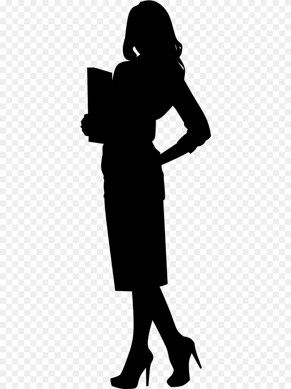 Career Business Woman Silhouette Office Worker Business Woman Silhouette, Gray Free Png