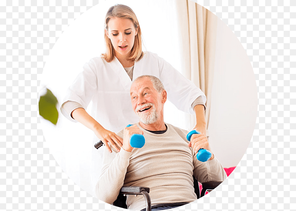 Caregiver Massaging Old Man Dumbbell, Patient, Photography, Person, Adult Png