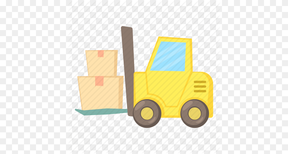 Cargo Cartoon Delivery Forklift Front Lift Loader Icon, Box, Cardboard, Carton, Bulldozer Png Image