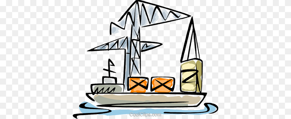 Cargo Ship Being Loaded With Containers Royalty Vector Clip, Arch, Vehicle, Architecture, Transportation Free Png Download