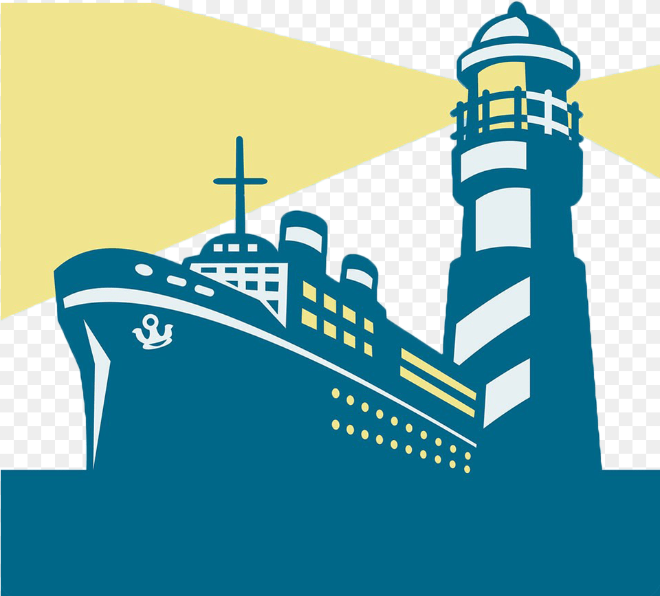 Cargo Ship Lighthouse Boat Clip Art Lighthouse And Ship, Transportation, Vehicle Png Image