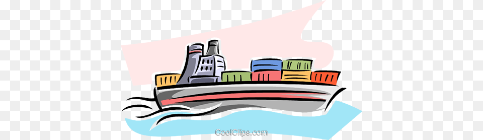 Cargo Ship Royalty Vector Clip Art Illustration, Appliance, Watercraft, Vehicle, Transportation Free Transparent Png