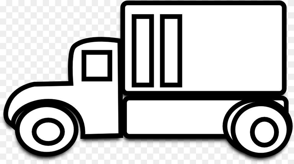 Cargo Truck Clipart Transparent Truck Clipart Black And White, Transportation, Vehicle Png Image