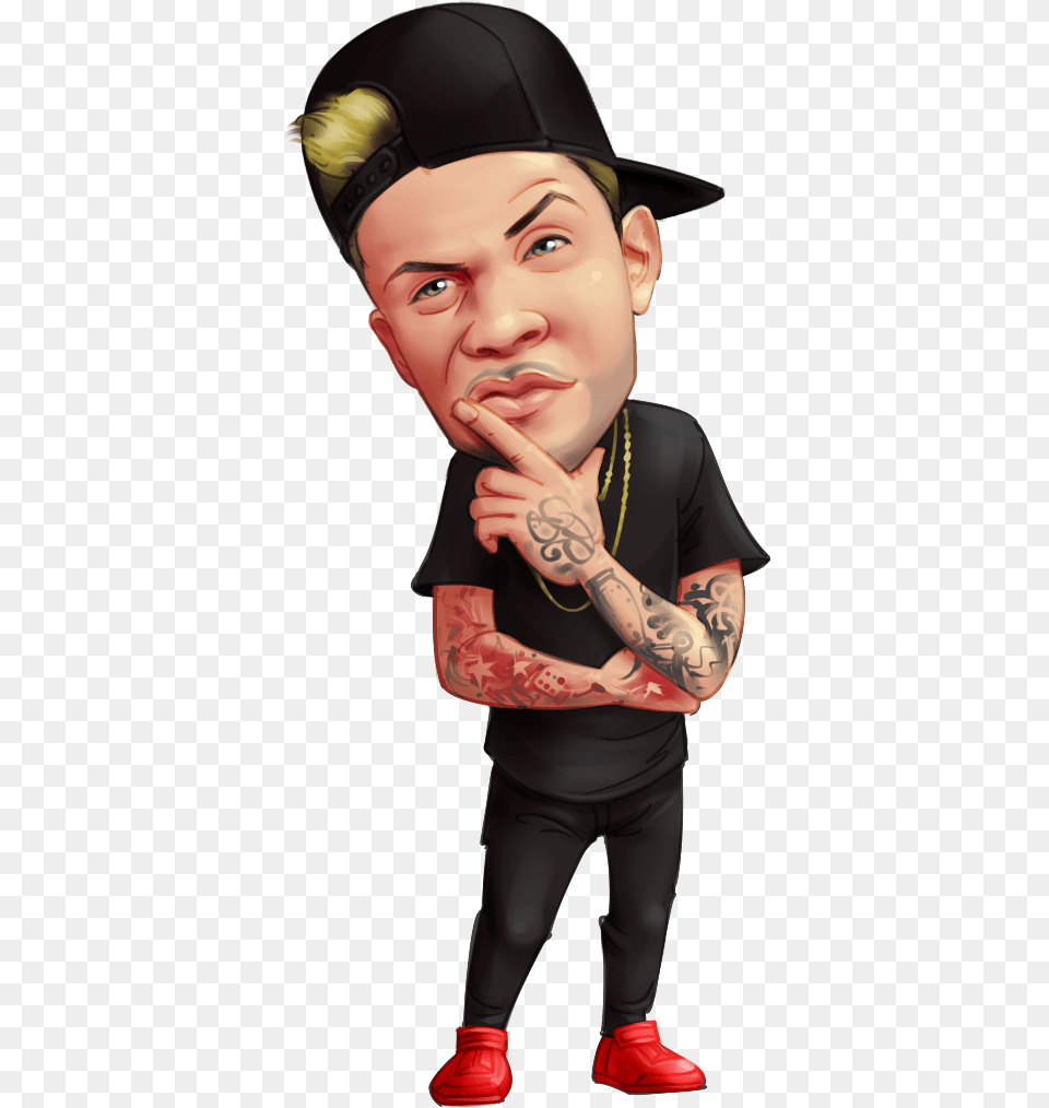 Caricature From Photo Professional In Funny Pose T Shirt Caricature Pose, People, Tattoo, Skin, Person Free Png