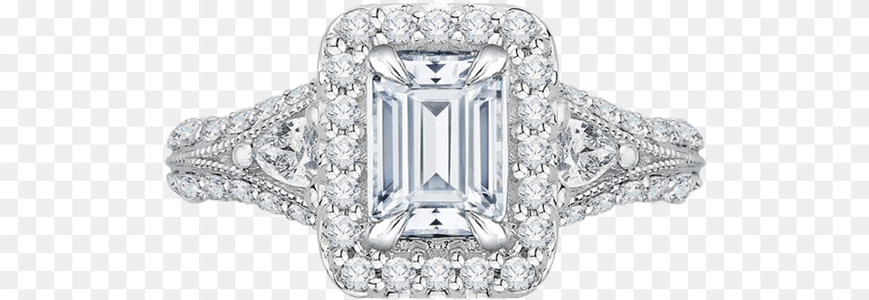 Carizza 18k White Gold Carizza Semi Mount Engagement 2 Ct White Real Moissanite Emerald Cut Ring 925 Sterling, Accessories, Diamond, Gemstone, Jewelry Png