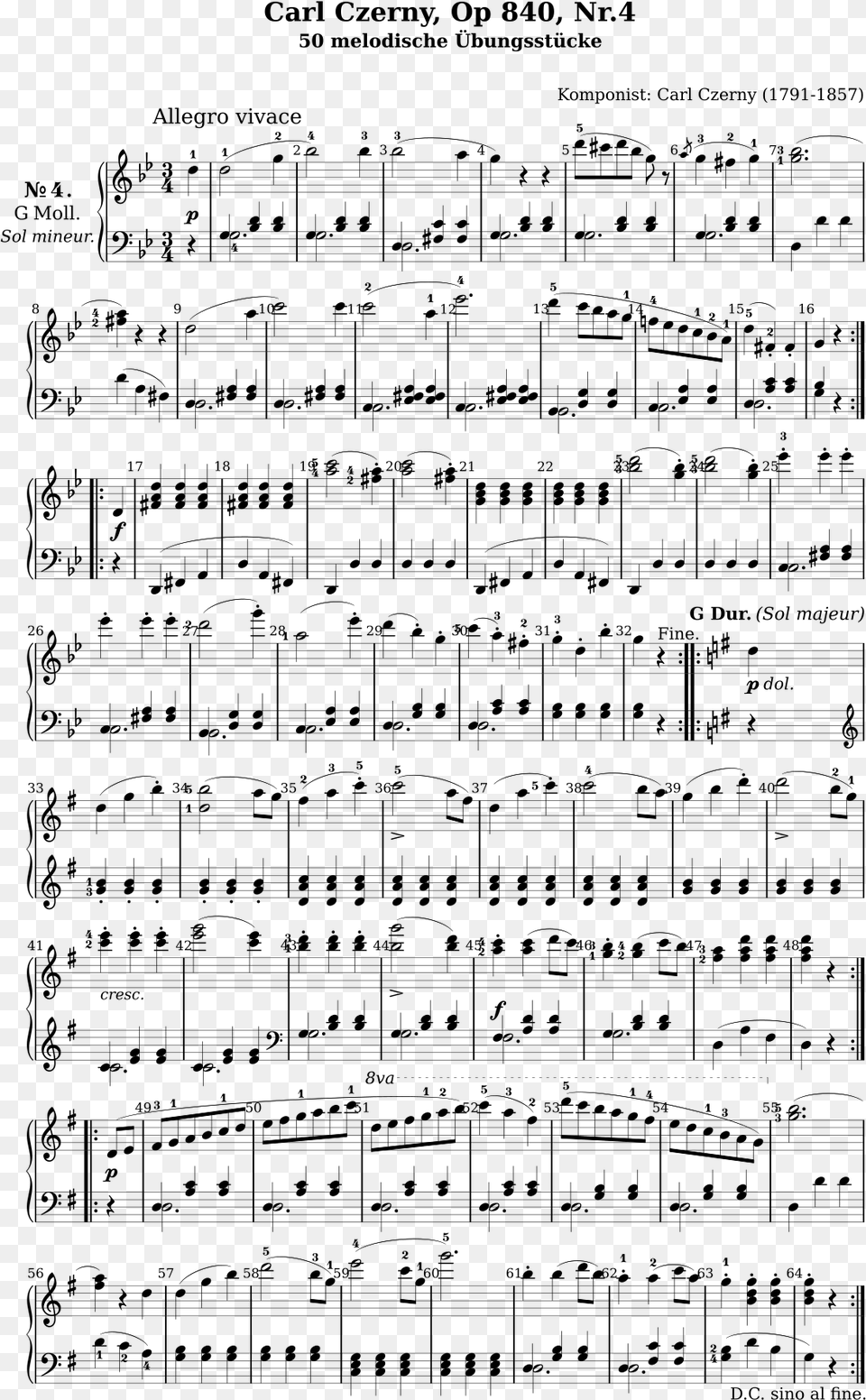 Carl Czerny Op 840 Nr Sheet Music, Gray Png Image