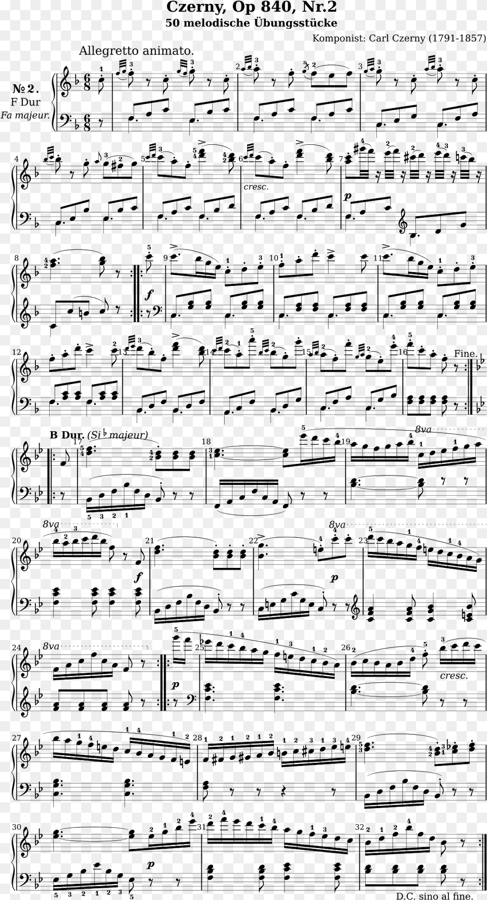 Carl Czerny Op 840 Nr Sheet Music, Gray Free Png