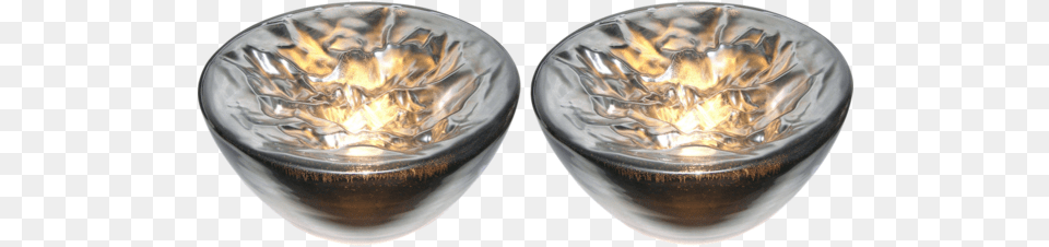 Carlo Nason Italian Large Modern Pair Of Ruffled Silver Flame, Pottery, Bowl, Jar Free Png