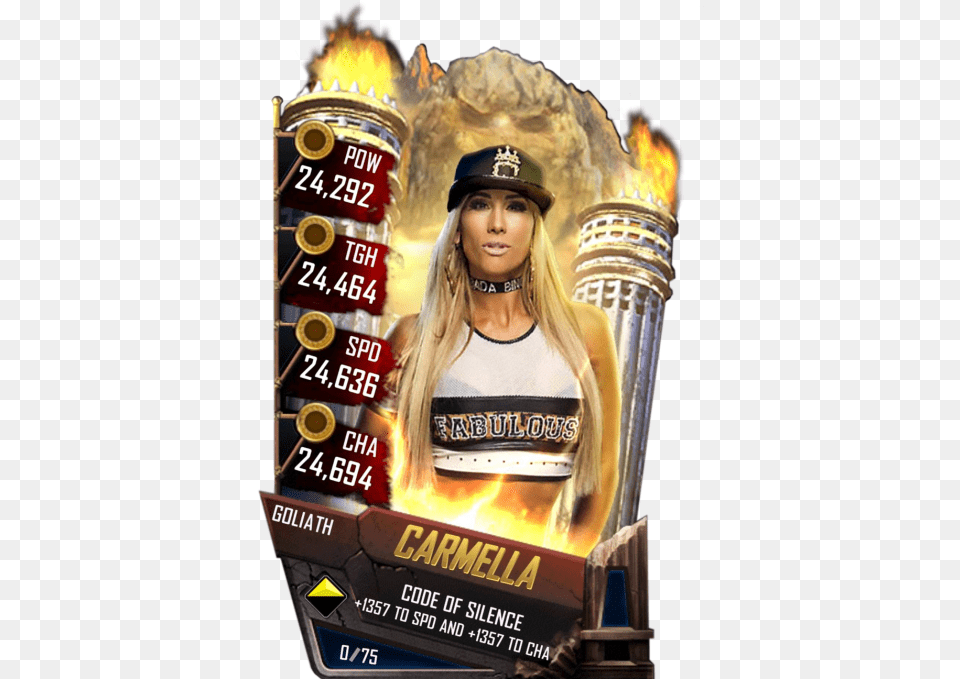 Carmella S4 20 Goliath Finn Balor Wwe Supercard, Advertisement, Light, Poster, Adult Png Image