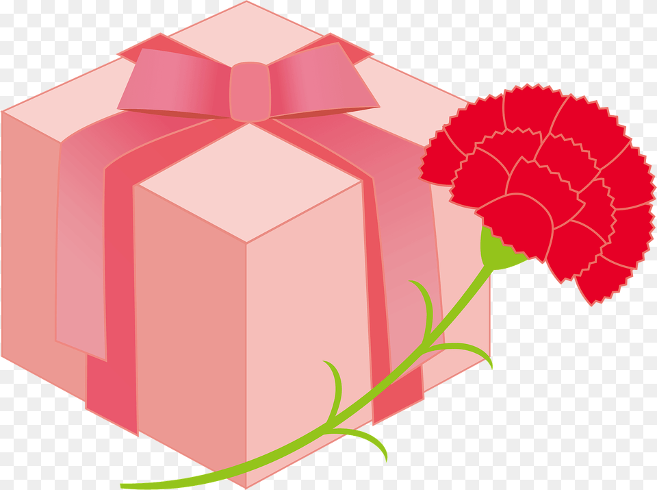 Carnation And Mother39s Day Present Clipart, Flower, Plant, Mailbox, Gift Png Image