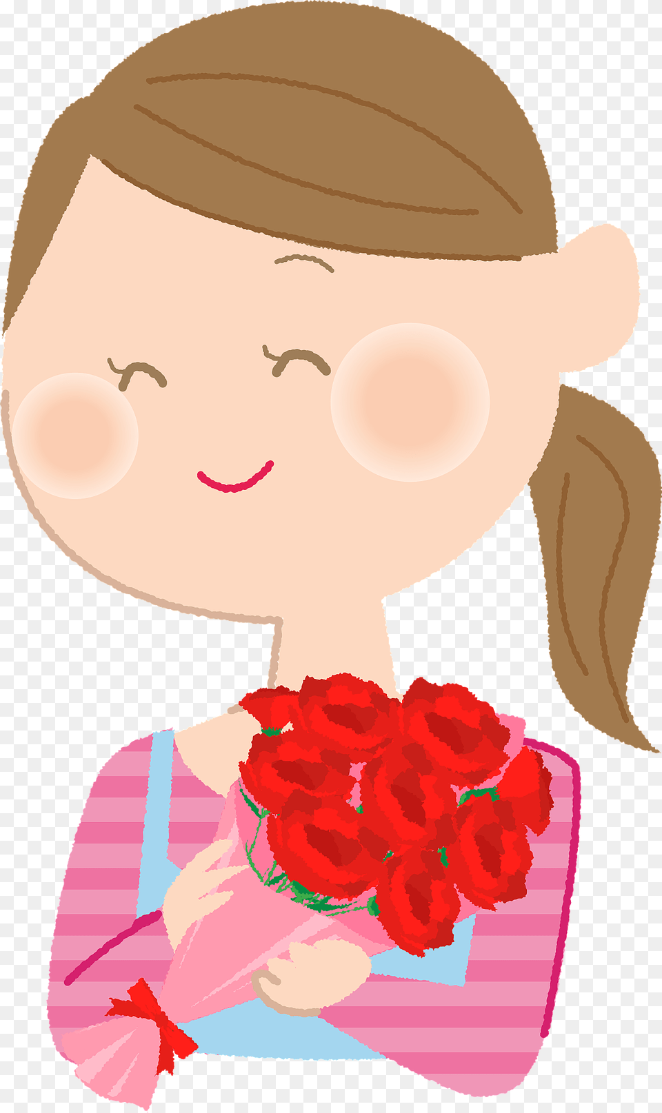 Carnation Bouquet For Mother39s Day Clipart, Smelling, Face, Head, Person Free Transparent Png