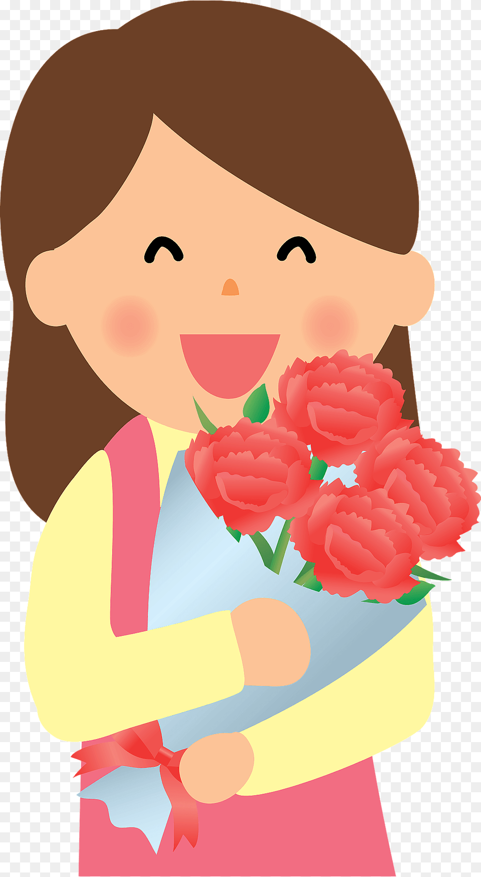 Carnation Bouquet For Mother39s Day Clipart, Smelling, Person, Head, Face Png