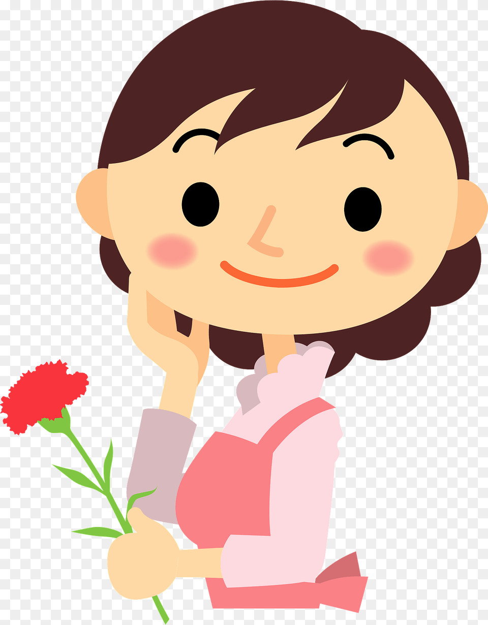 Carnation For Mothers Day Clipart, Face, Head, Person, Smelling Free Png Download