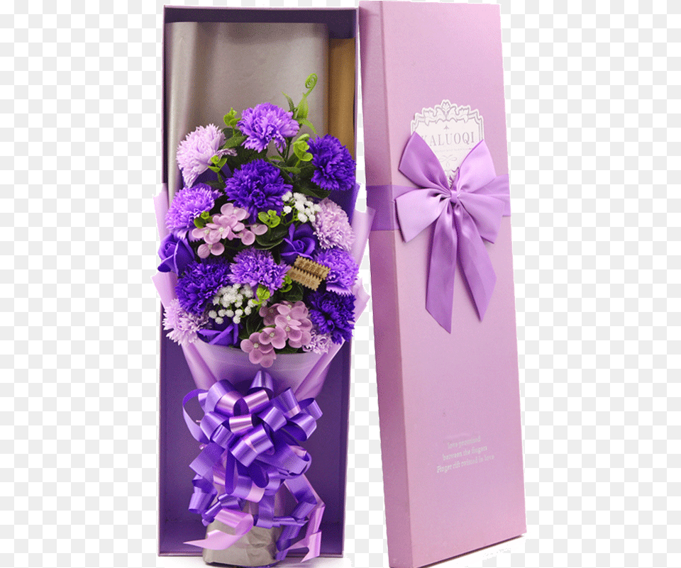 Carnation Rose Send Mom Birthday Gift Bouquet Soap Gift, Purple, Plant, Flower Bouquet, Flower Arrangement Png Image